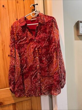 Women's Paisley Button-Front Blouse